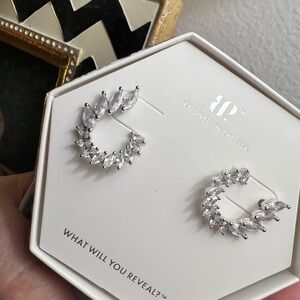 Silver Crystal Hoop Earrings